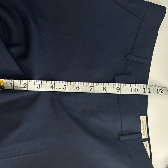Club Monaco Navy Blue Italian Tropical Wool Cuffed Hem Straight Leg Pants Size 0 - Picture 6 of 11